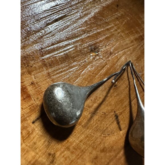 Vtg Sterling Silver Teardrop Long Dangle Drop Earrings Modernist Mid Mod Read - Picture 4 of 16